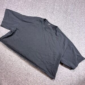 OUBER Gym T-Shirt Men‎ XL Black Cotton Cropped Raw Hem Short Sleeve Workout